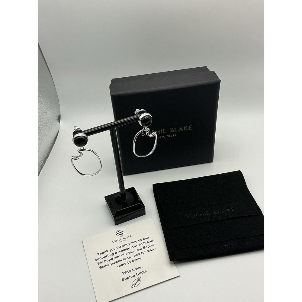 Sophie Blake Rumor Black Onyx Earrings 925 Sterling Silver NIB QVC J436530